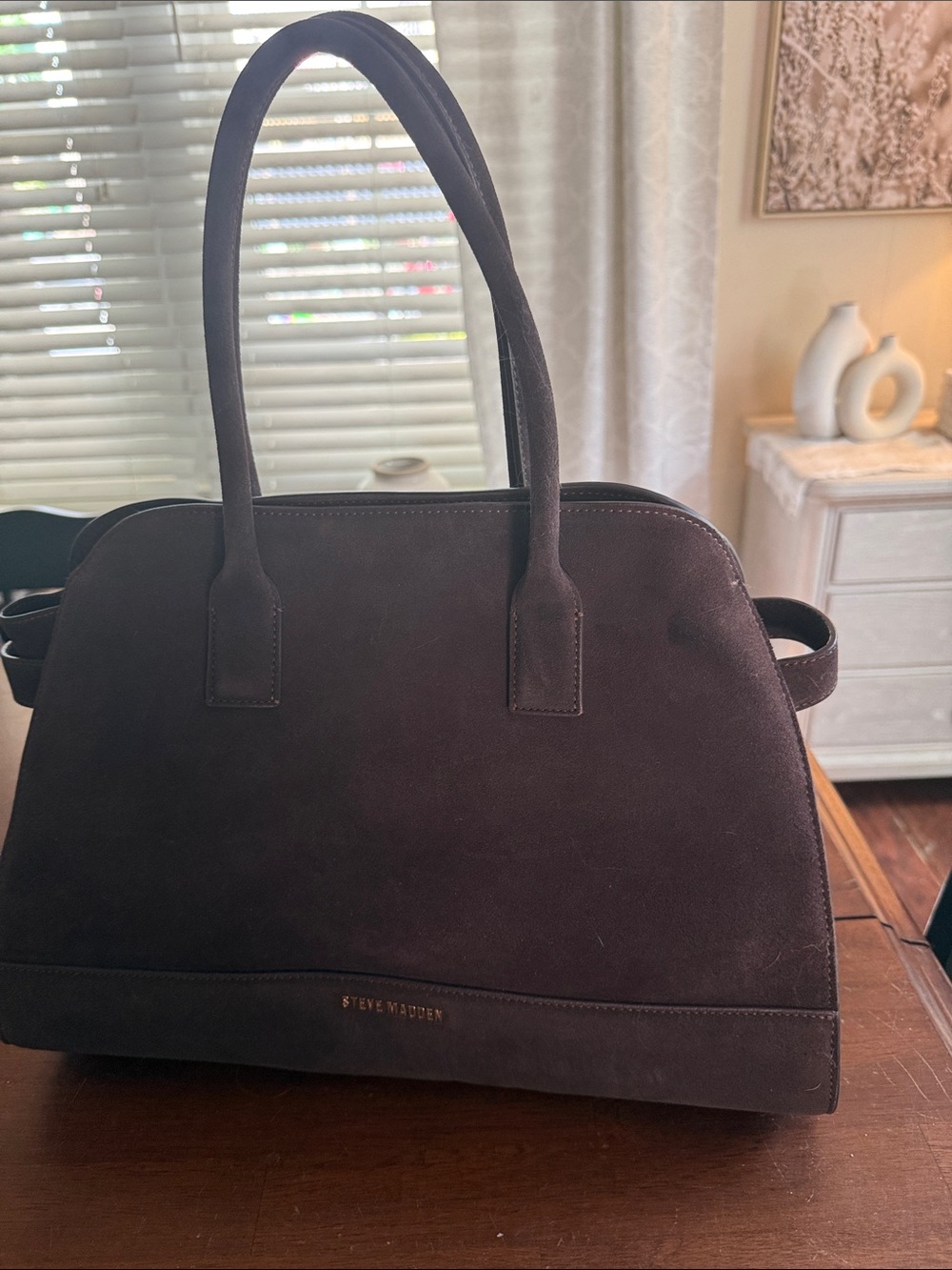 Steve Madden Chocolate Brown Suede Satchel